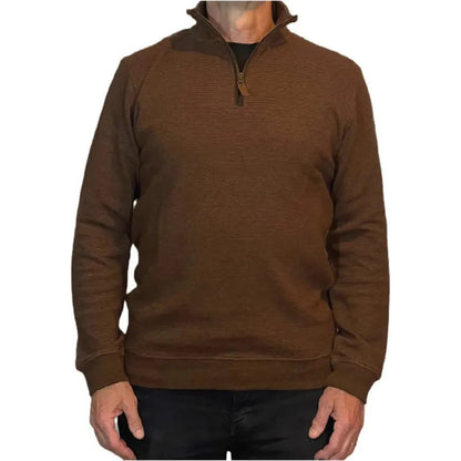 Flyshacker Men's Mortimer Half Zip Pullover-Men's - Clothing - Tops-Cognac-M-Appalachian Outfitters