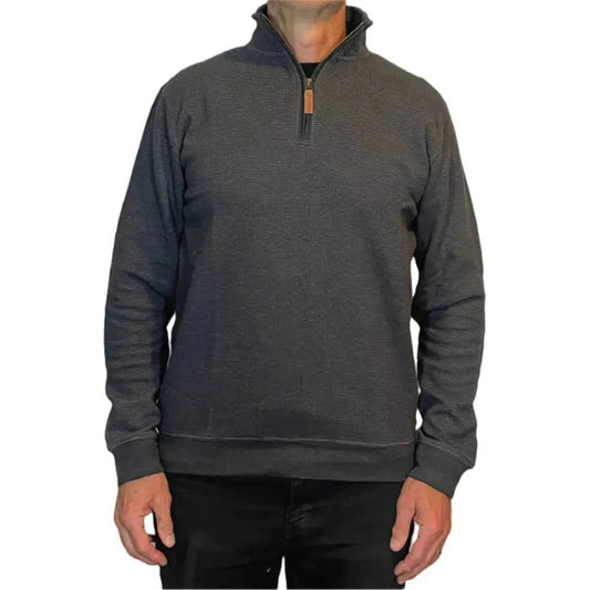 Flyshacker Men's Mortimer Half Zip Pullover-Men's - Clothing - Tops-Charcoal-M-Appalachian Outfitters