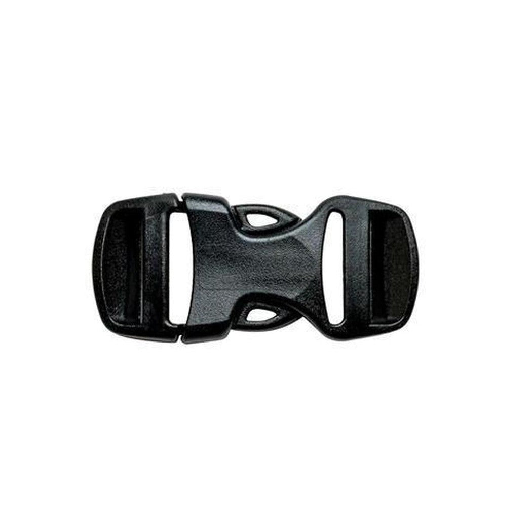 Side view of the Gear Aid Dual Adjust Buckle in 5/8" showing the plastic buckle and white background.