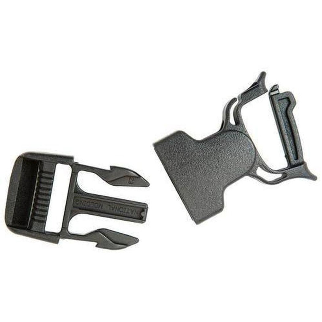 Black Gear Aid Snap Bar Repair Buckle with textured surface and metal teeth, shown from a top-down angle against a white background.