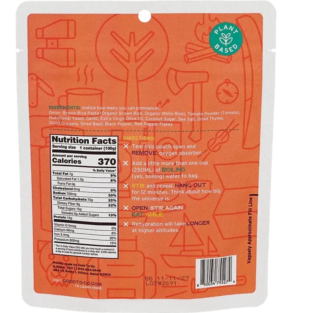 Good To-Go Pasta Marinara-Food - Backpacking-Appalachian Outfitters