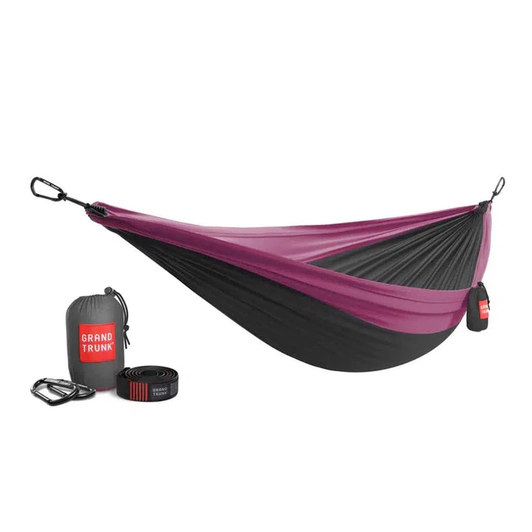 Grand Trunk Double Parachute Nylon Hammock with Straps-Camping - Tents & Shelters - Hammocks-Charcoal/Magenta-Appalachian Outfitters