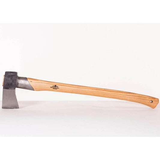 Side view of the Gransfors Bruk Large Splitting Axe showing the charcoal head and wooden handle against a white background.