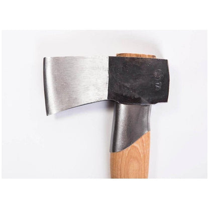 A top-down view of the Gransfors Bruk Splitting Hatchet with a wooden handle and metal head against a white background.