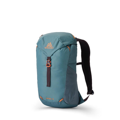 Side view of the Gregory Nano 16 in Moab Tan showing the front zipper and black shoulder straps against a white background.
