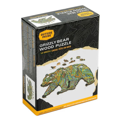 A box of the Grizzly Bear Wood Puzzle showing the colorful bear design on the front.