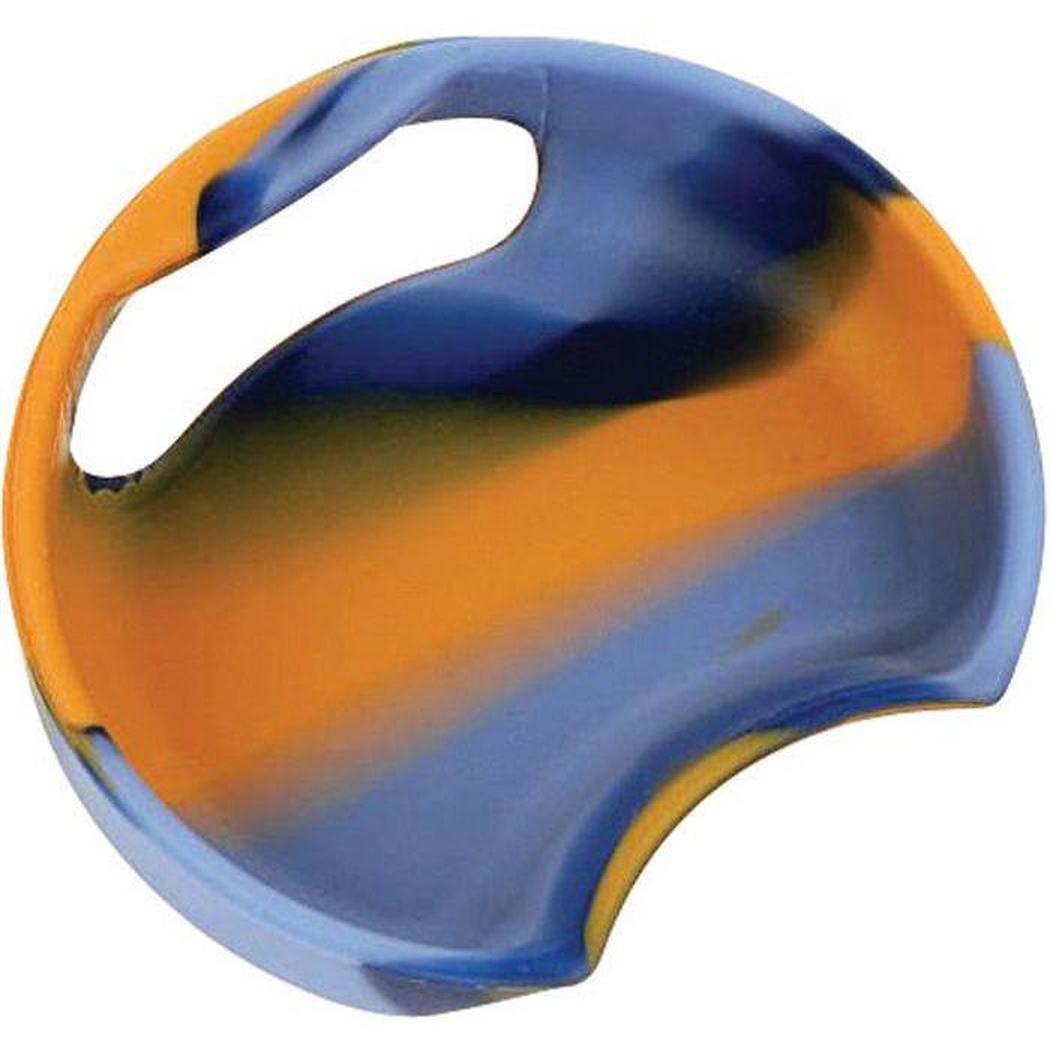 A side view of the Guyot Designs Splashguard Universal in Alien Gray showing the curved shape and handle cutout against a white background.