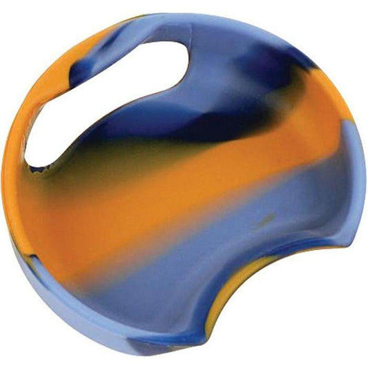 A side view of the Guyot Designs Splashguard Universal in Alien Gray showing the curved shape and handle cutout against a white background.