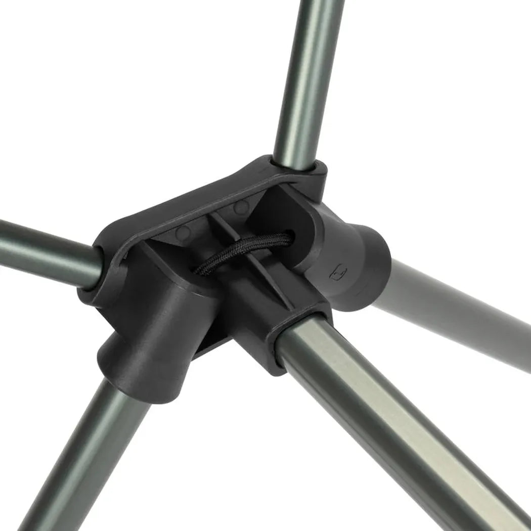 The Helinox Chair One in Black shows the black plastic joint connecting the metal legs against a white background.