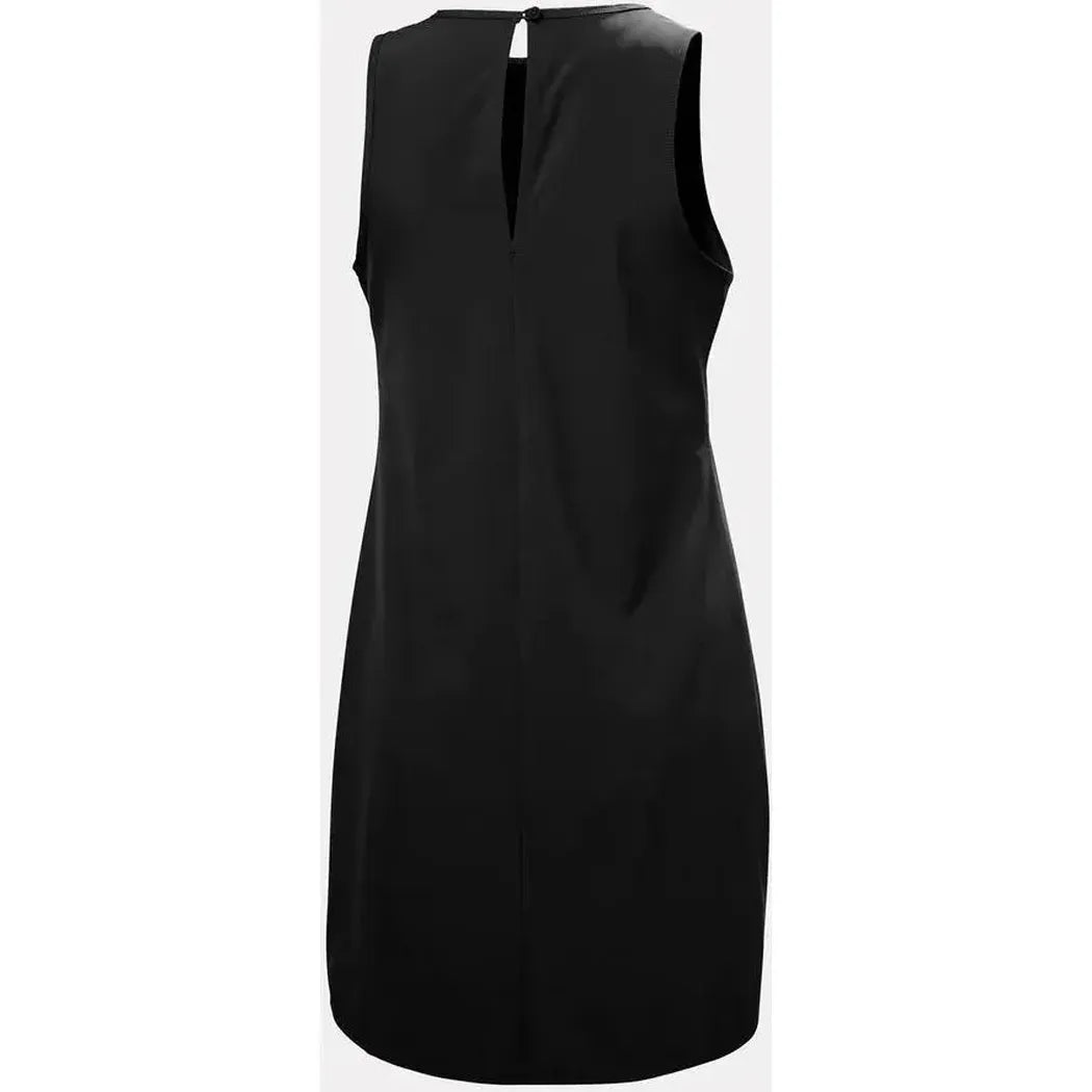 Back view of the Helly Hansen Women's AWE Hiking Dress in Black showing the keyhole back detail against a white background.