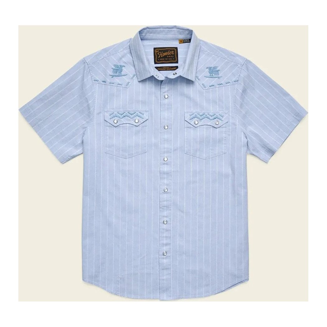 Howler Brothers Men's Crosscut Deluxe Shortsleeve-Men's - Clothing - Tops-Surfbird: Sky Oxford Dobby-M-Appalachian Outfitters