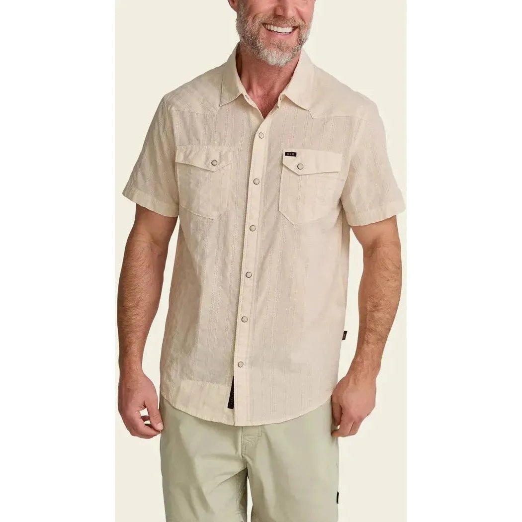 Howler Brothers Men's H Bar B Snapshirt - Eyelet Stripe-Men's - Clothing - Tops-Off White-M-Appalachian Outfitters