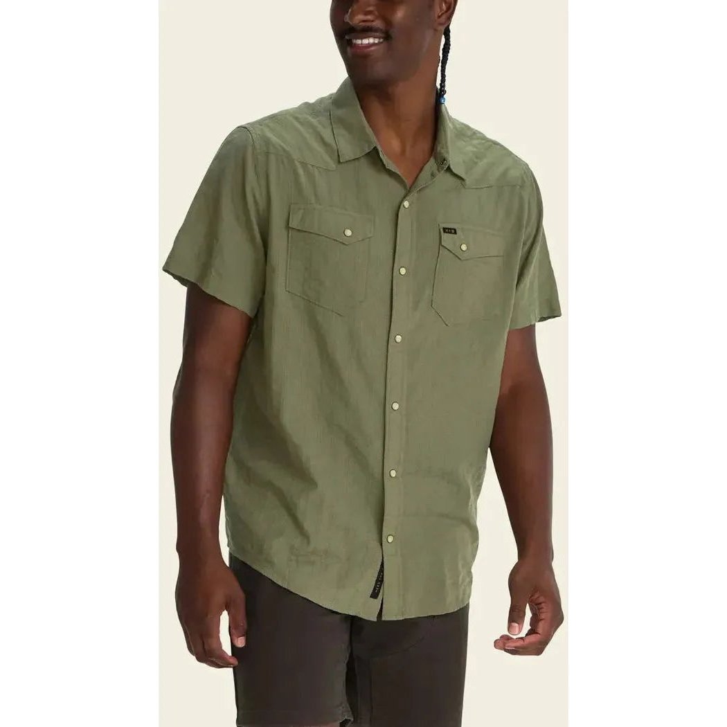 Howler Brothers Men's H Bar B Snapshirt - Eyelet Stripe-Men's - Clothing - Tops-Cadet-M-Appalachian Outfitters