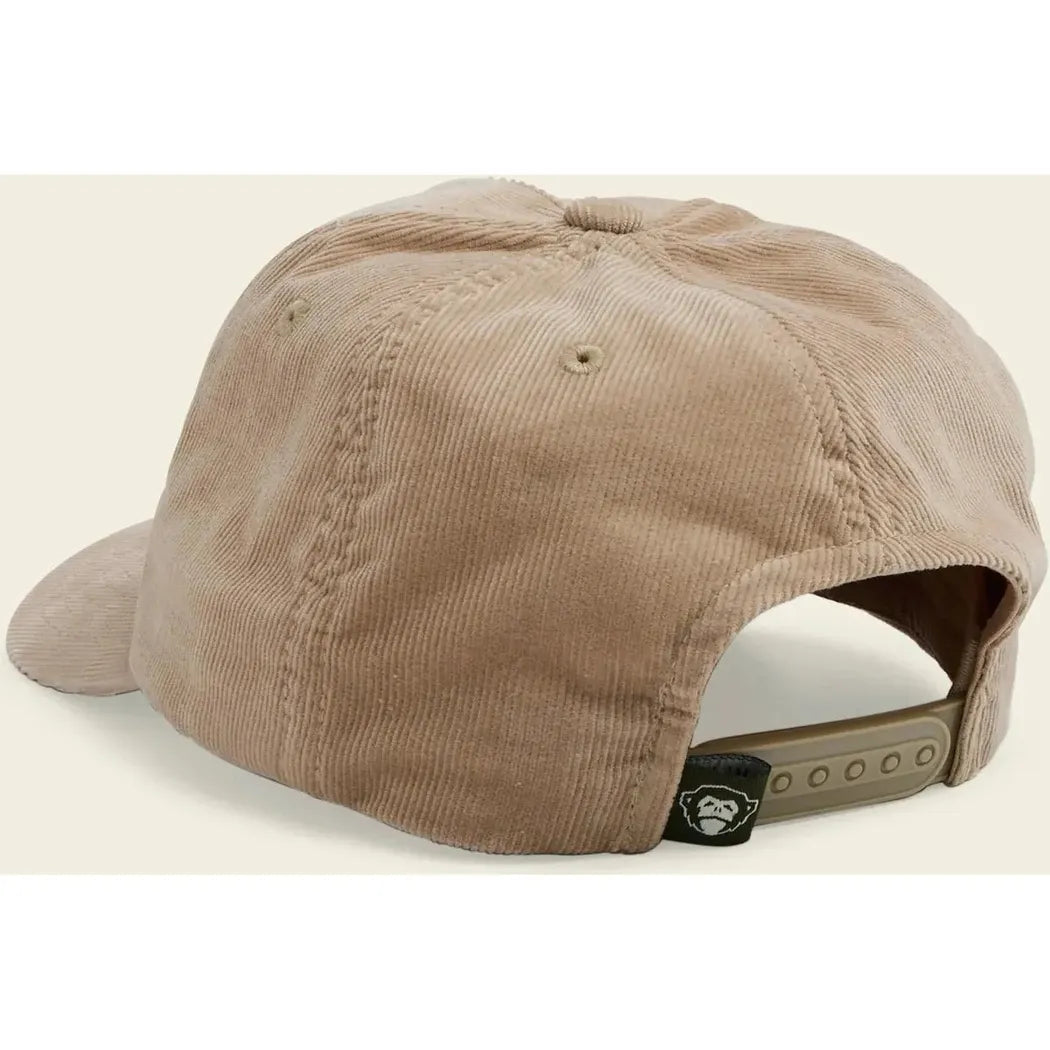 Back view of the Howler Brothers Standard Hats in Howler Posse : Khaki Corduroy showing the adjustable strap and corduroy texture.