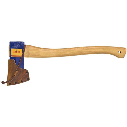 A natural wood-handled Hults Bruk Agdor Splitting Axe 20 Inch with a blue and brown head, photographed against a white background.