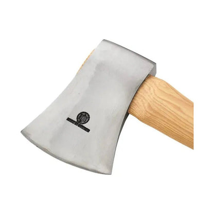 A close-up of the Hults Bruk Arvika 5 Star Racing Axe with a light wooden handle and a silver blade, shown against a white background.