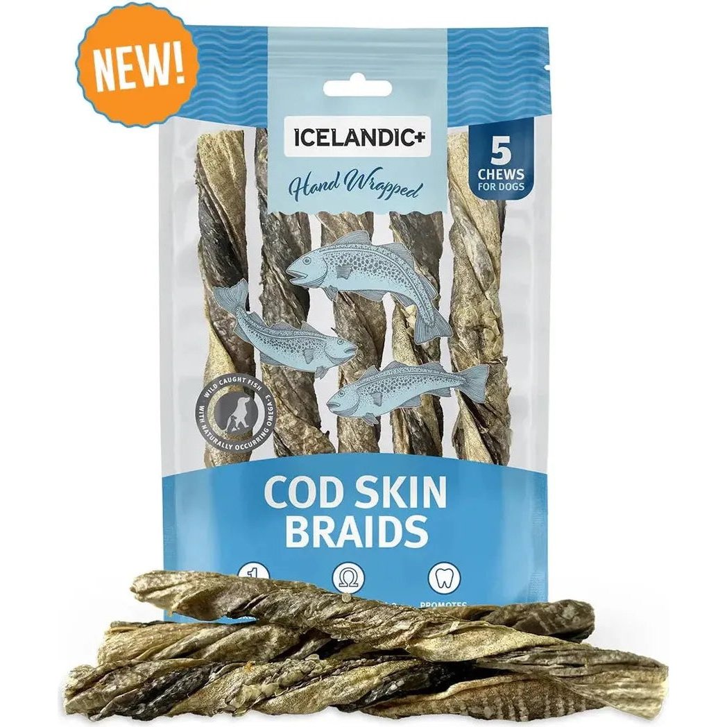 Icelandic+ Cod Skin Braids for Dogs (5pk)-Pets - Treats-Appalachian Outfitters
