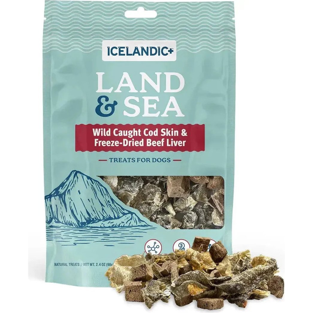 Icelandic+ Land & Sea Cod Skin & Freeze-Dried Beef Liver Treats for  Dogs | 2.4 oz-Pets - Treats-Appalachian Outfitters