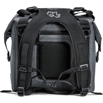 Back view of the IceMule Coolers Traveler 25L in Snow Grey showing the padded back panel and shoulder straps.