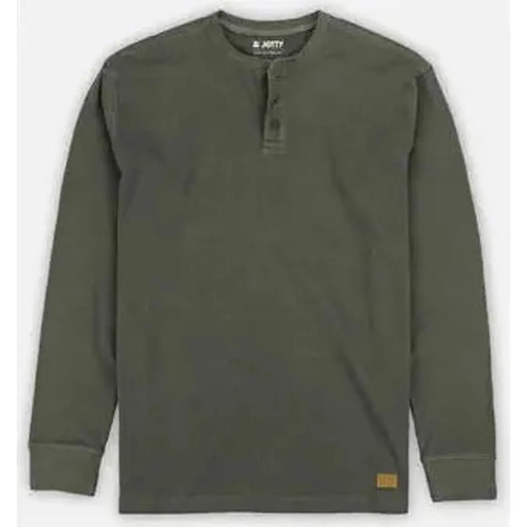 Jetty Men's Seabed Waffle Henley Long Sleeve-Men's - Clothing - Tops-Tarmac-M-Appalachian Outfitters