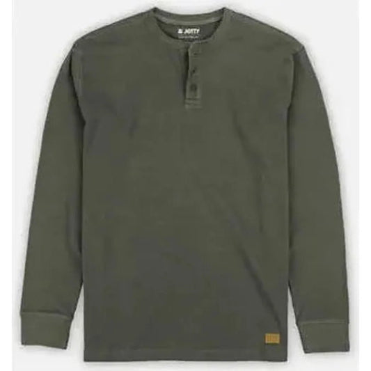 Jetty Men's Seabed Waffle Henley Long Sleeve-Men's - Clothing - Tops-Tarmac-M-Appalachian Outfitters