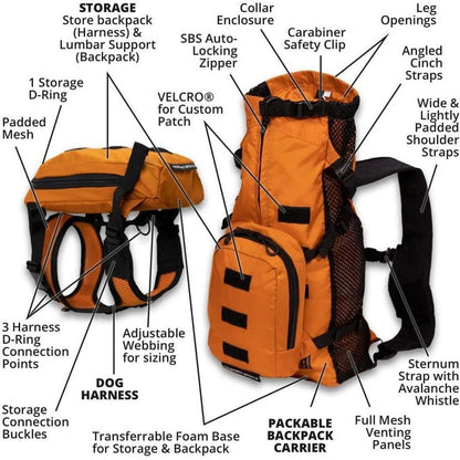 A front and side view of the Anthracite Black K9 Sport Sack Walk-on with Harness & Storage showing the padded shoulder straps and adjustable webbing.