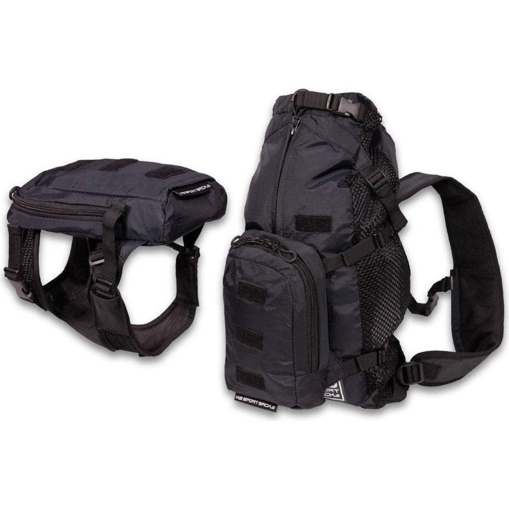 Side view of the K9 Sport Sack Walk-on with Harness & Storage in Anthracite Black showing the harness and storage pouch against a white background.