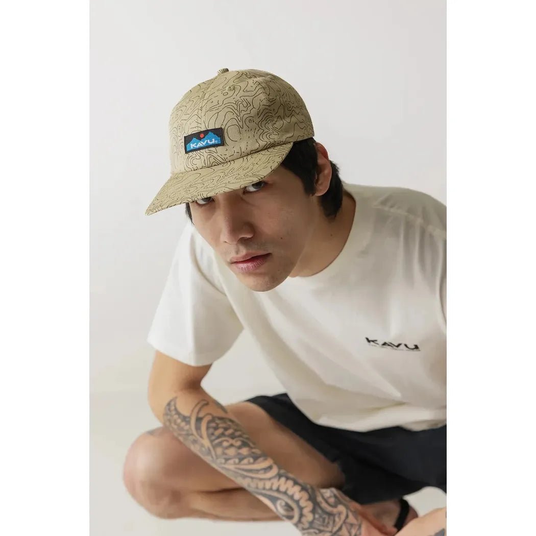 A model wearing the Terrain Topo Kavu Ballard Classic hat sits against a white background.