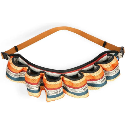 A front view of the Kavu Beer Buddy in Park Lines with its colorful, segmented design against a white background.