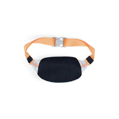 A front view of the Kavu Canvas Spectator in Catus Green with an orange strap and black mesh pocket against a white background.