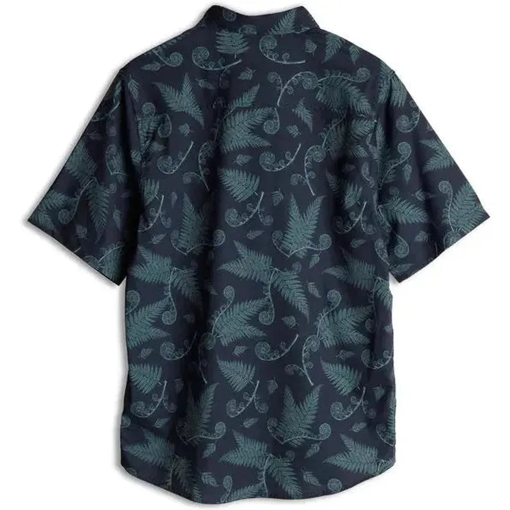 Back view of the Kavu Men's River Wrangler in Fiddlehead showing the fern pattern against a white background.