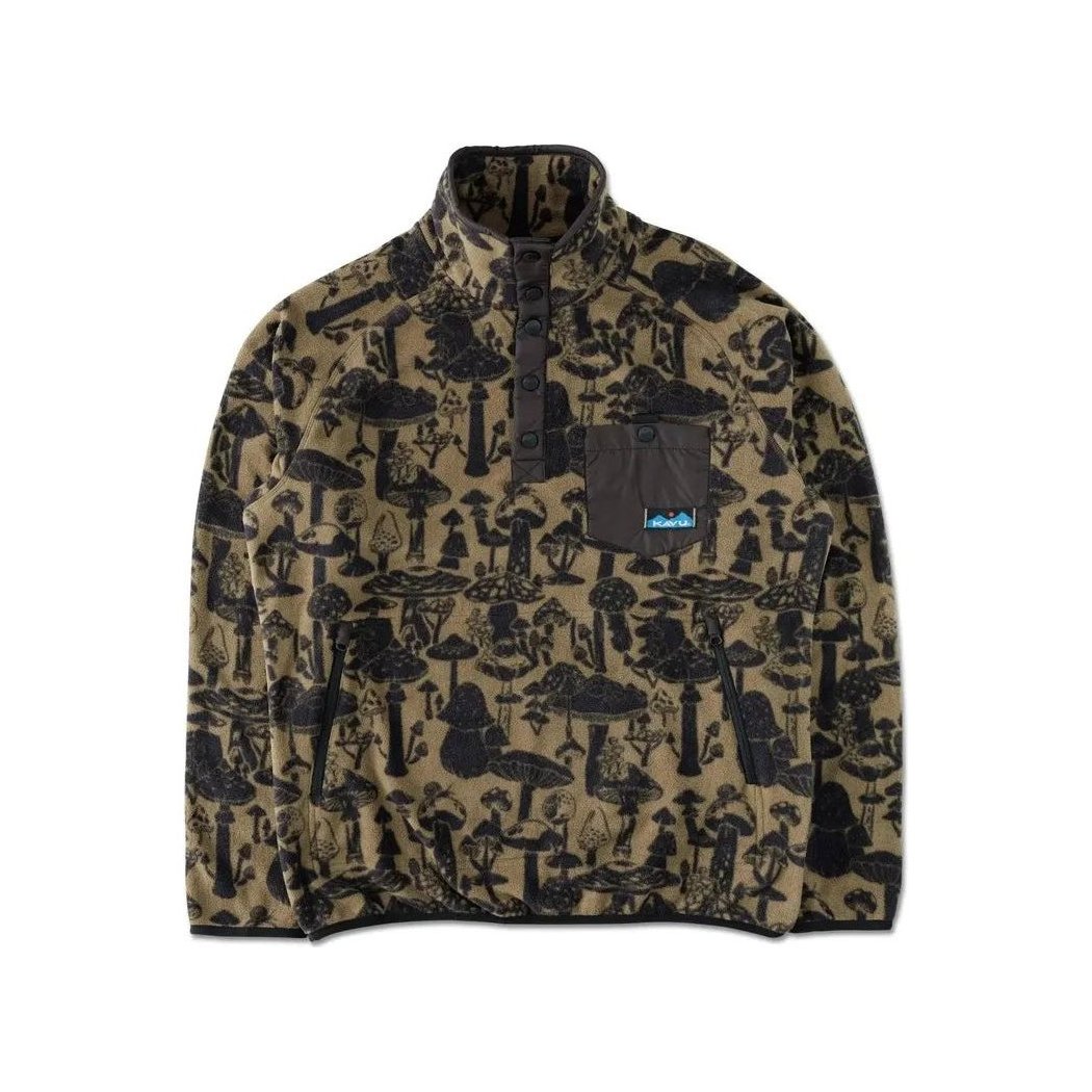 A front view of the Kavu Men's Teannaway in Highland Camp showing the chest pocket and button placket against a white background.