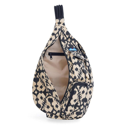 A front view of the Kavu Rope Bag in Camp Vides showing the main compartment zipper and front pocket against a white background.