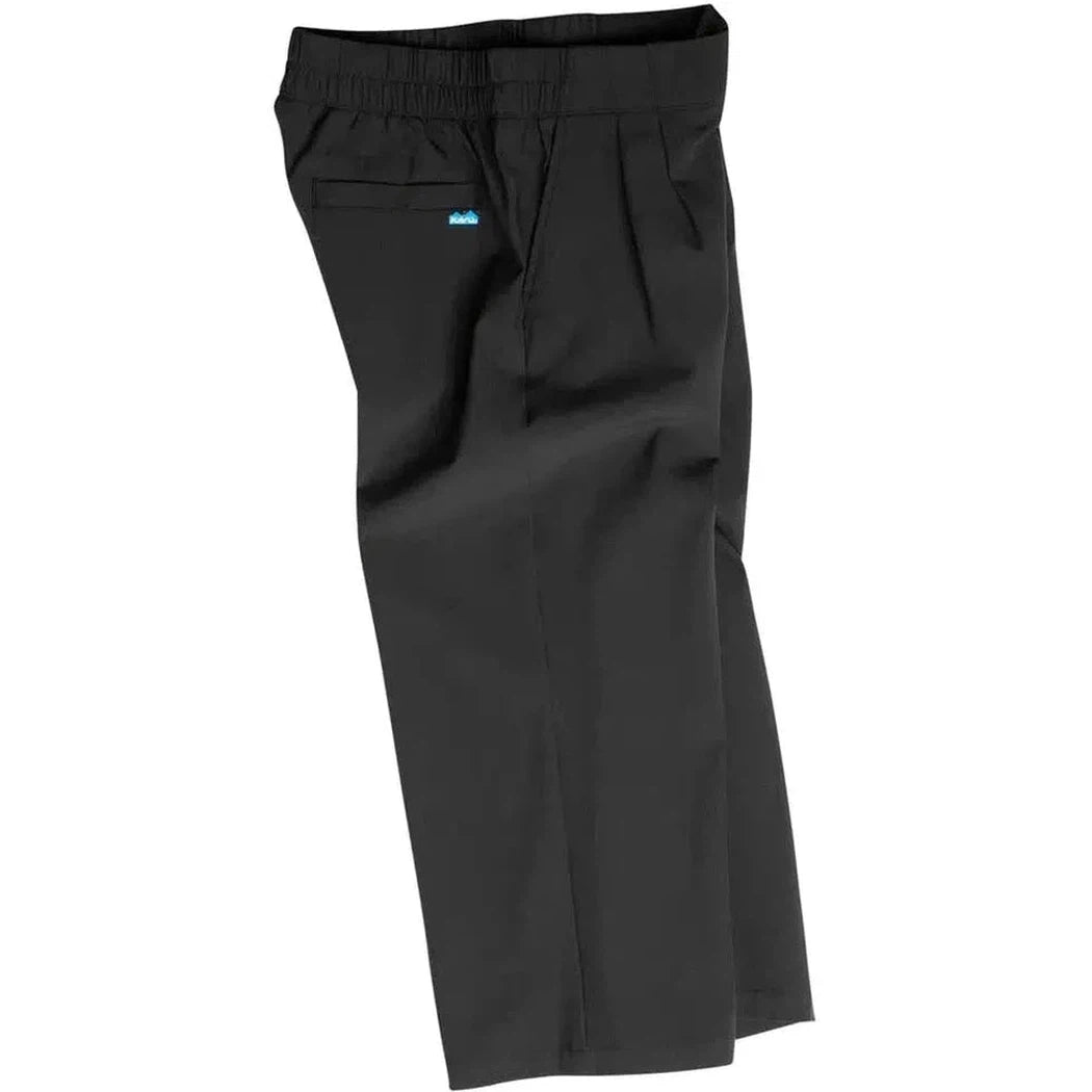 Side view of the Kavu Women's La Ticia in Black showing the elastic waistband and front pocket with a small logo against a white background.