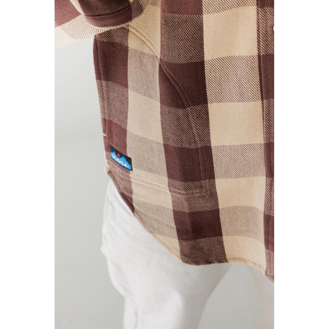 A close-up of the Kavu Women's Wren in Plateau Trail showing a small blue logo on the chest pocket against a white background.