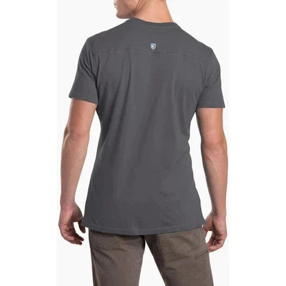 Back view of the Kuhl Men's Bravado in Carbon showing the small logo on the upper back against a plain white background.