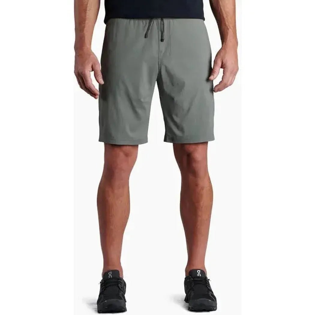 A front view of the Kuhl Men's Kruiser Short in Gun Metal, showing the drawstring waist and a model wearing it against a white background.