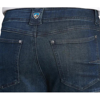 Back view of the Kuhl Men's Kuhl Denim in Midnight showing the back pockets and brand tag.