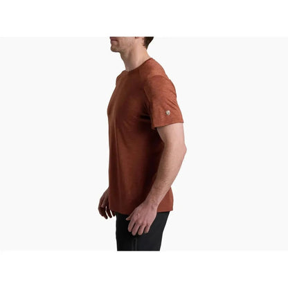Side view of the Kuhl Men's KUHL Engineered T in Slickrock showing the small logo on the sleeve against a white background.
