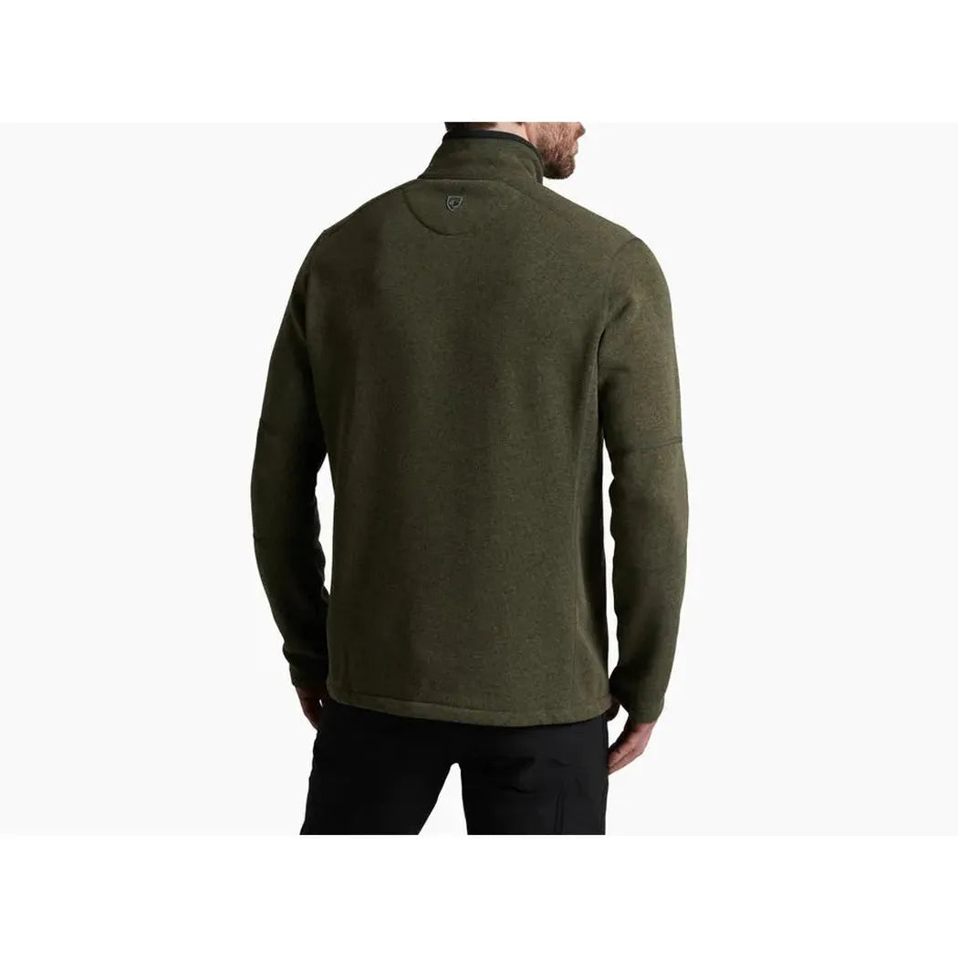 Back view of the Kuhl Men's Revel™ 1/4 Zip Sweater in Black/Steel on a model against a white background.
