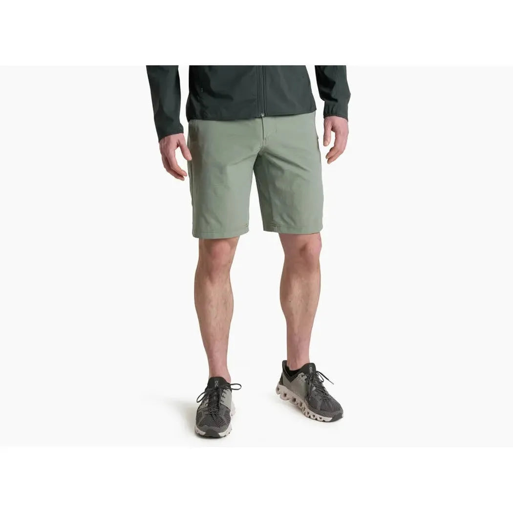 A front view of the Kuhl Men's Upriser Short in Slate Green on a model against a white background.