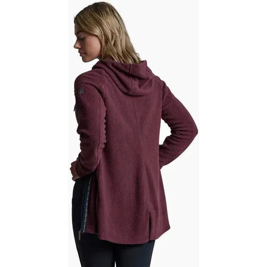 Back view of the Kuhl Women's Hygge Long Sleeve in Raisin on a model against a white background.