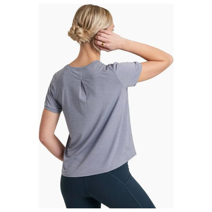 Back view of the Kuhl Women's Inspira Short Sleeve in Alpine Lake showing the model wearing it against a white background.