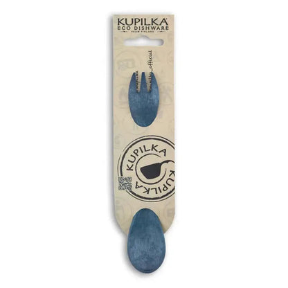 A front view of the Kupilka Spork 165 Junior Utensil in Black showing the fork and spoon against a white background.