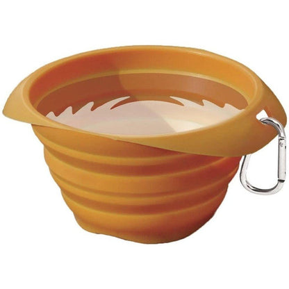 A blue Kurgo Collapse a Bowl with a carabiner clip, shown from a front angle against a white background.