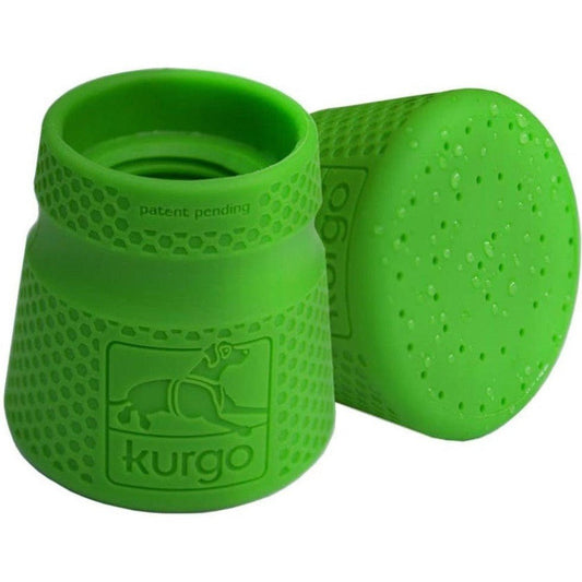 Side view of the Kurgo Mud Dog Shower in Green showing the textured surface and patent pending label against a white background.