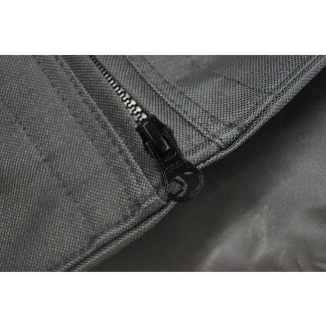 A close-up of the Kurgo Wander Hammock in Charcoal showing the zipper and fabric texture.