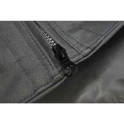 A close-up of the Kurgo Wander Hammock in Charcoal showing the zipper and fabric texture.