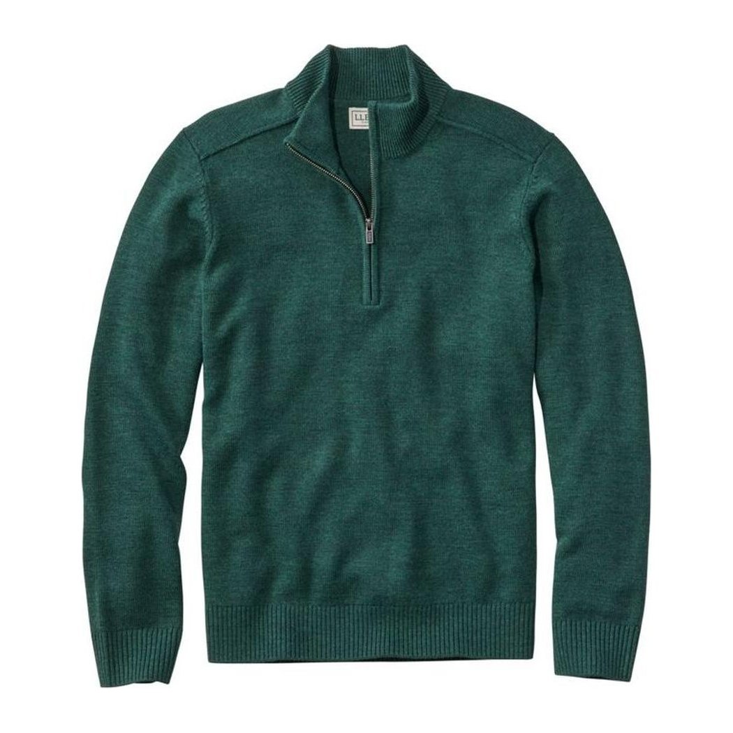 L.L.Bean Men's Essential Merino Quarter-Zip Sweaters-Men's - Clothing - Tops-Pine Green Heather-M-Appalachian Outfitters
