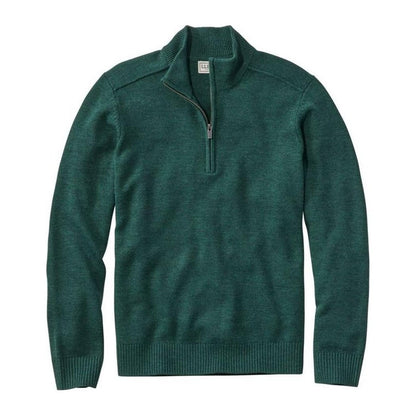 L.L.Bean Men's Essential Merino Quarter-Zip Sweaters-Men's - Clothing - Tops-Pine Green Heather-M-Appalachian Outfitters